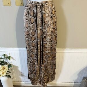 Snake Print Wide-Leg Pants